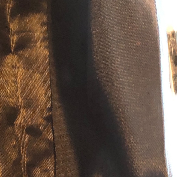 Black quilted like clutch, with metal snap closure, pearls, , chain and bling. - Picture 4 of 5